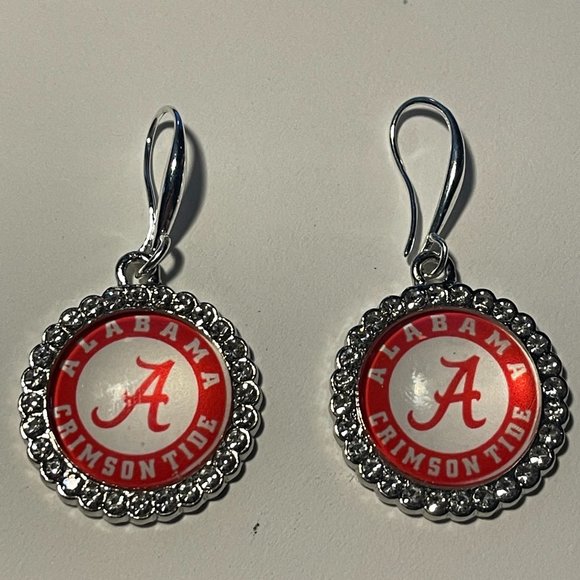 Alabama Crimson Tide NCAA Fashion Dangle Rhinestone Earrings NEW - Picture 1 of 5